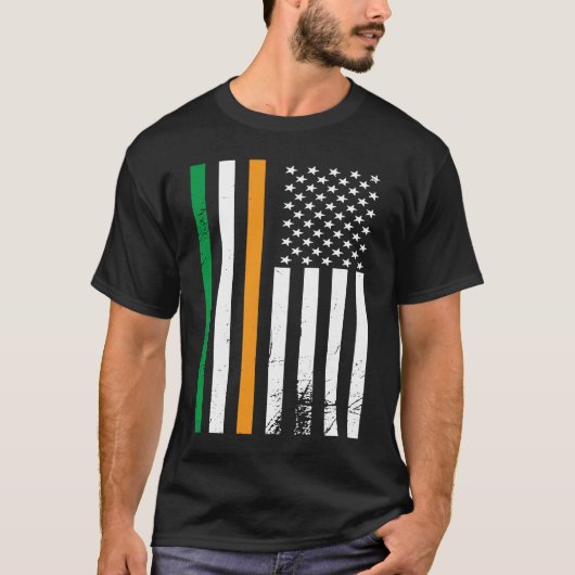 American Irish Flag Shamrock St Patrick's Day Luck Tシャツ (正面)