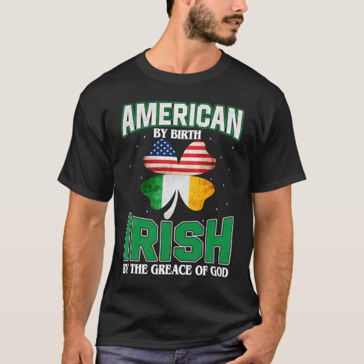 American Irish Shamrock Lucky St Patricks Day Men Tシャツ (正面)