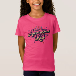 American Kid | 愛国心あふれる若者とアメリカのプライドデザイン Tシャツ