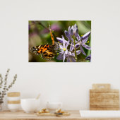 American Lady Butterfly Wild Hyacinth Poster ポスター (キッチン)