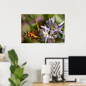 American Lady Butterfly Wild Hyacinth Poster ポスター (ホームオフィス)