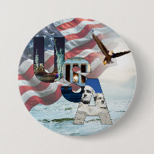 American Landmark USA Flag Sea and Bald Eagle 3"
