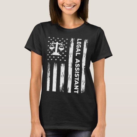 American Legal Assistant USA Flag Paralegal Tシャツ (正面)