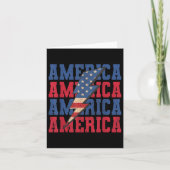 American Lightning Bolt Patriotic Usa Flag Happy 4 カード (正面)
