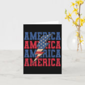 American Lightning Bolt Patriotic Usa Flag Happy 4 カード (黄色い花)