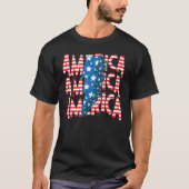 American Lightning Bolt USA Flag 4th Of July Indep Tシャツ (正面)