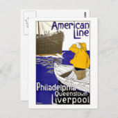 AMERICAN LINE – ヴィンテージ旅行ポスターデザイン ポストカード (正面/裏面)