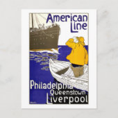 AMERICAN LINE – ヴィンテージ旅行ポスターデザイン ポストカード (正面)