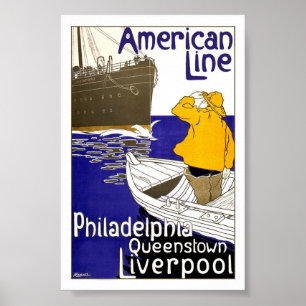 AMERICAN LINE – ヴィンテージ旅行ポスター ポスター