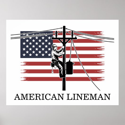 American Lineman Flag – Electrician & Utility Work ポスター (正面)