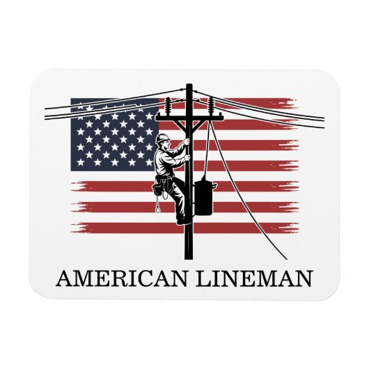 American Lineman Flag – Electrician & Utility Work マグネット (横)
