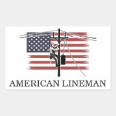 American Lineman Flag – Electrician & Utility Work 長方形シール (正面)