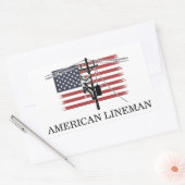 American Lineman Flag – Electrician & Utility Work 長方形シール (封筒)