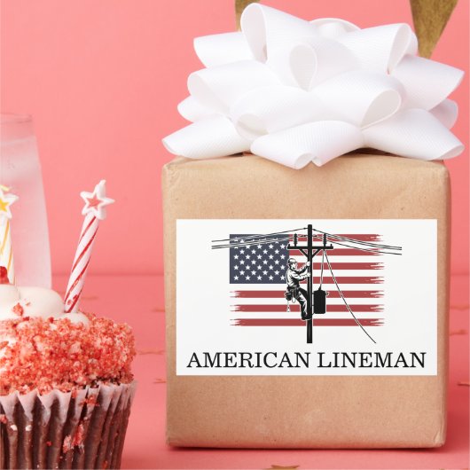 American Lineman Flag – Electrician & Utility Work 長方形シール (パーティー)