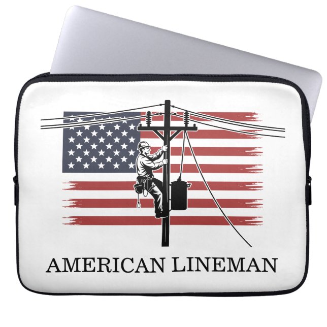 American Lineman Flag Utility Worker Gift Idea ラップトップスリーブ (正面)