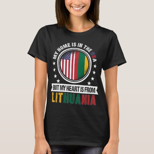 American Lithuanian Flag Heart Lithuania Patriot Tシャツ (正面)