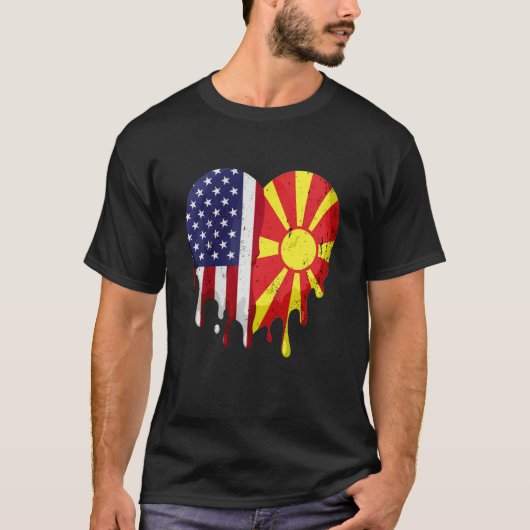 American Macedonian Heritage Month Macedonia Flag  Tシャツ (正面)