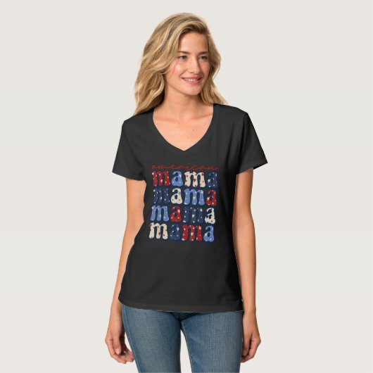 American Mama Mom Life Patriotic 4th Of July Ameri Tシャツ (正面フル)