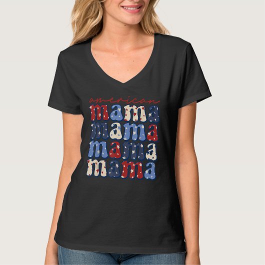 American Mama Mom Life Patriotic 4th Of July Ameri Tシャツ (正面)