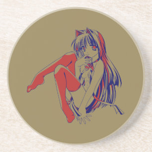 American Manga Neko Catgirl Kawaii Anime コースター