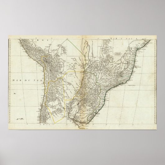 American Map Engraved Central Section ポスター (正面)