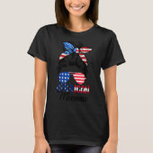 American Memaw Messy Bun Matching 4Th Of July Mee Tシャツ (正面)