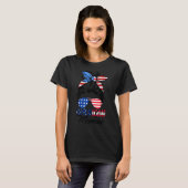 American Memaw Messy Bun Matching 4Th Of July Mee Tシャツ (正面フル)