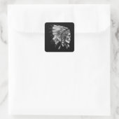 American Motorcycle Skull Native Indian Eagle Chie スクエアシール (バッグ)