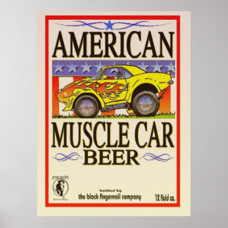 american muscle car beer poster ポスター