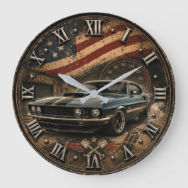American Muscle Car Garage Vintage USA ラージ壁時計