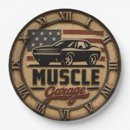 American Muscle Garage Vintage USA Muscle Car ペーパープレート