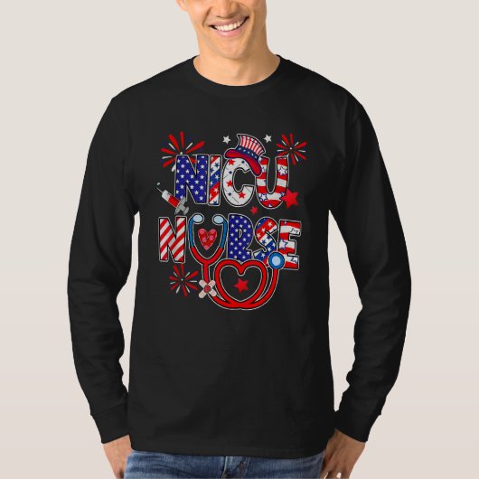 American NICU Nurse 4th Of July Nurse Life Tシャツ (正面)