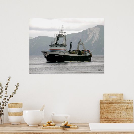American No. 1, Factory Trawler in Factory Harbor, ポスター (キッチン)