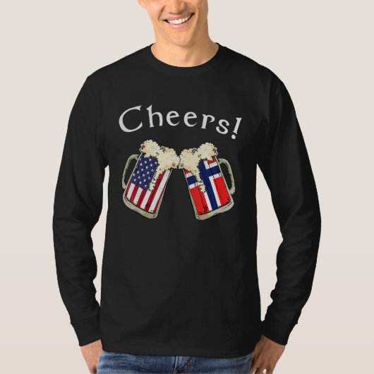 American Norwegian Patriot US Flag Beer Drinks Nor Tシャツ (正面)