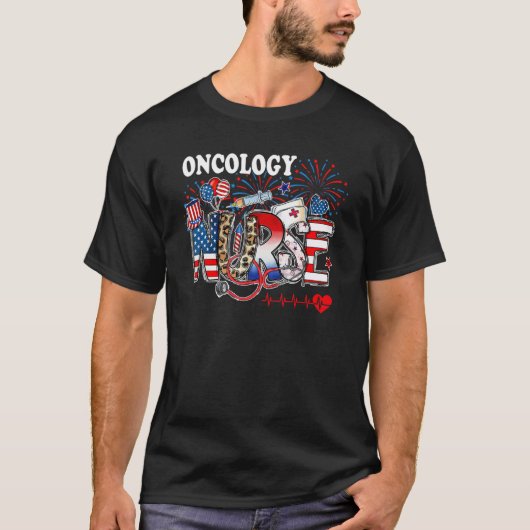 American Oncology Nurse 4th of July Nurse Stethosc Tシャツ (正面)