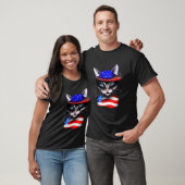 American patriot cat independence day 4th july usa tシャツ (ユニセックス)