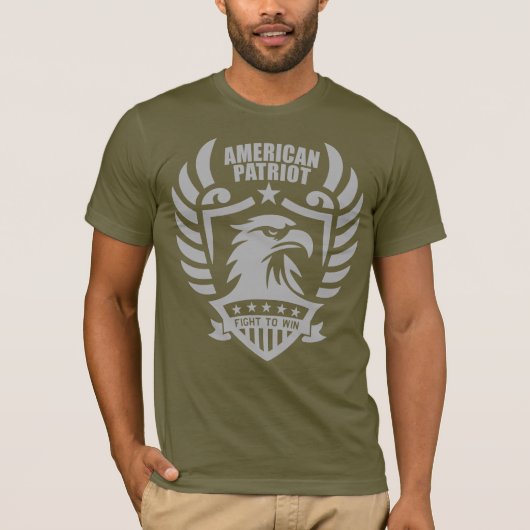 American Patriot - Fatigue Green [Gray design) Tシャツ (正面)