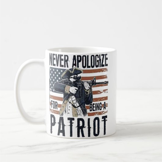 American Patriot "Never Apologize" Minutemen コーヒーマグカップ (左)