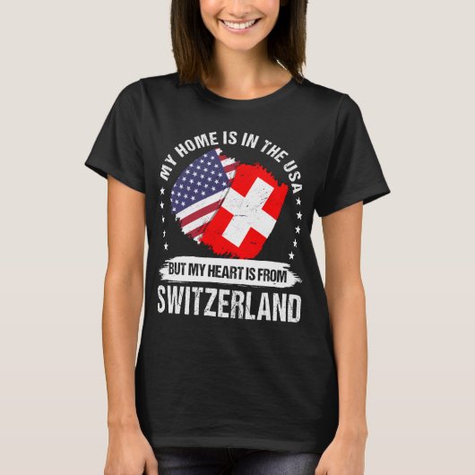 American Patriot Switzerland Flag Swiss Roots Tシャツ (正面)