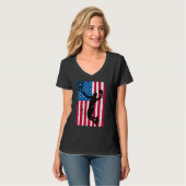American Patriotic Basketball 4th Of July US Flag  Tシャツ (正面フル)
