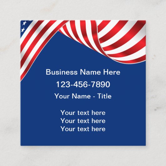 American Patriotic Business Cardデザインテンプレート スクエア名刺 (正面)