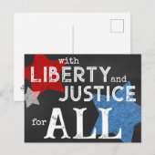 American Patriotic Chalkboard Stars Typography ポストカード (正面/裏面)