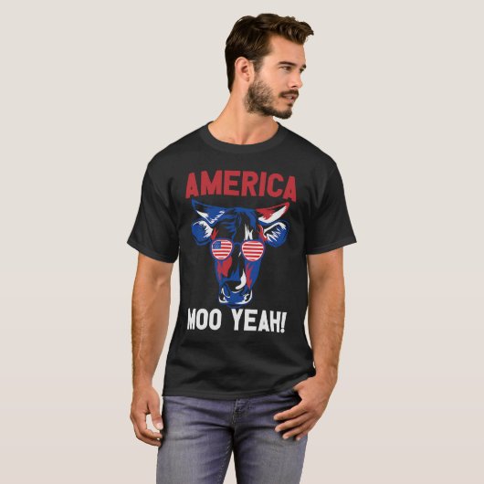 American Patriotic Decoration Moo Yeah Tシャツ (正面フル)