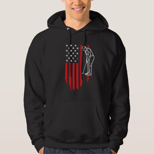 American Patriotic Golfer Usa Flag Retro Golf パーカ (正面)
