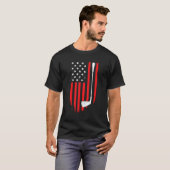 American Patriotic Golfer Usa Flag Retro Golf stic Tシャツ (正面フル)