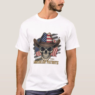American Patriots Vintage Skull Flag Tシャツ