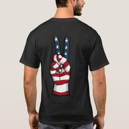 American Peace Sign, Stars and Stripes Tシャツ (裏面)