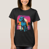American Pit Bull Terrier Retro 80s Style Sunset Tシャツ (正面)