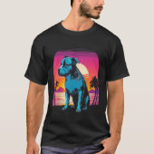 American Pit Bull Terrier Retro 80s Style Sunset Tシャツ (正面)