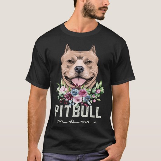 American Pitbull Terrier Dog Mom Tシャツ (正面)